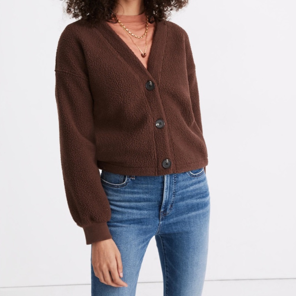 Madewell Resourced Fleece Cardigan Sweater sz M NEW #X246